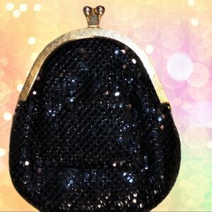 Apri brand black metal sparkle evening bag